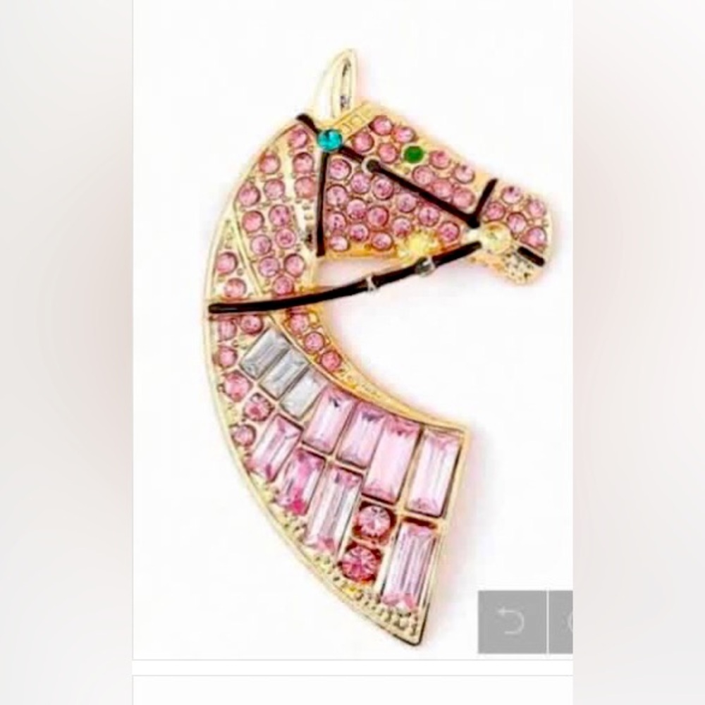 Horse Head Pink Crystal Statement Post Earrings